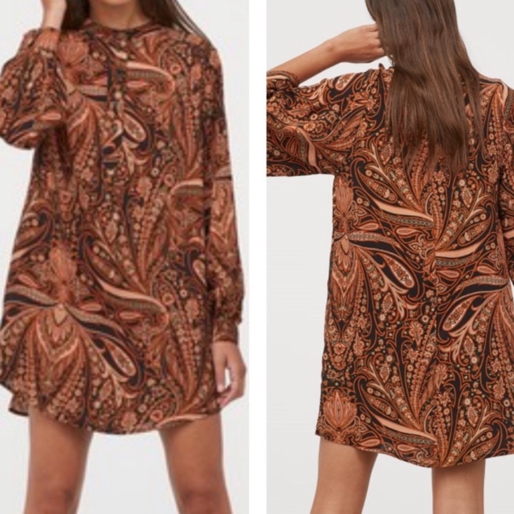 H&M Paisley Print Dress - Brown and Black